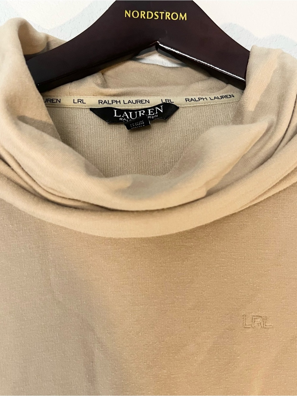 Ralph Lauren Tan Cowl Neck Long Sleeve Top